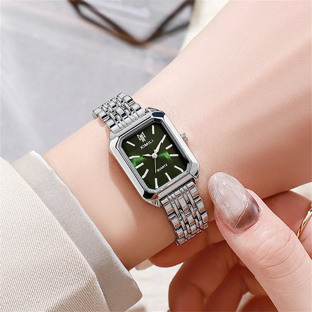 Ladies 2025 Luxe Square Watch - Gold Alloy Strap
