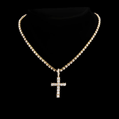 2-Piece Iced Cross & Cuban Chain Set
