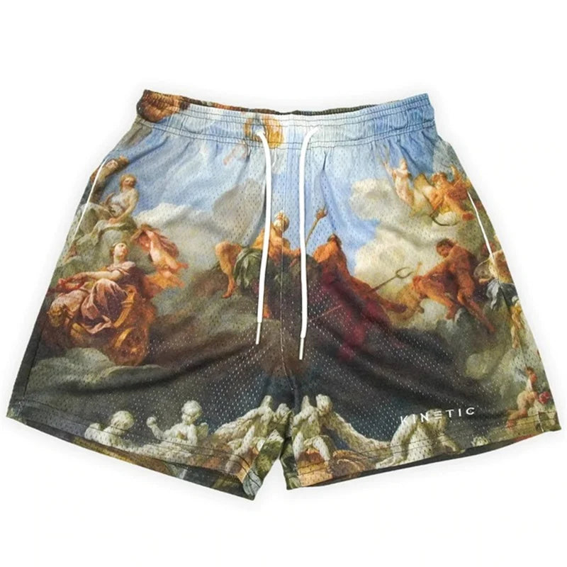'Rose Design' Embroidery Fitness Shorts