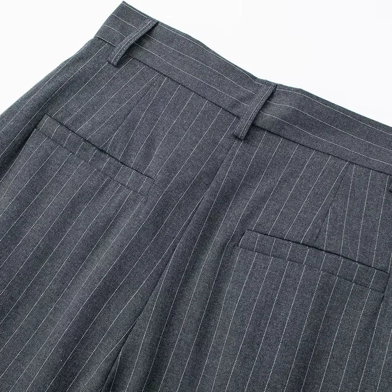 Women's Formal Striped Baggy High-Waist Suit Pants