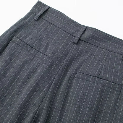 Women's Formal Striped Baggy High-Waist Suit Pants