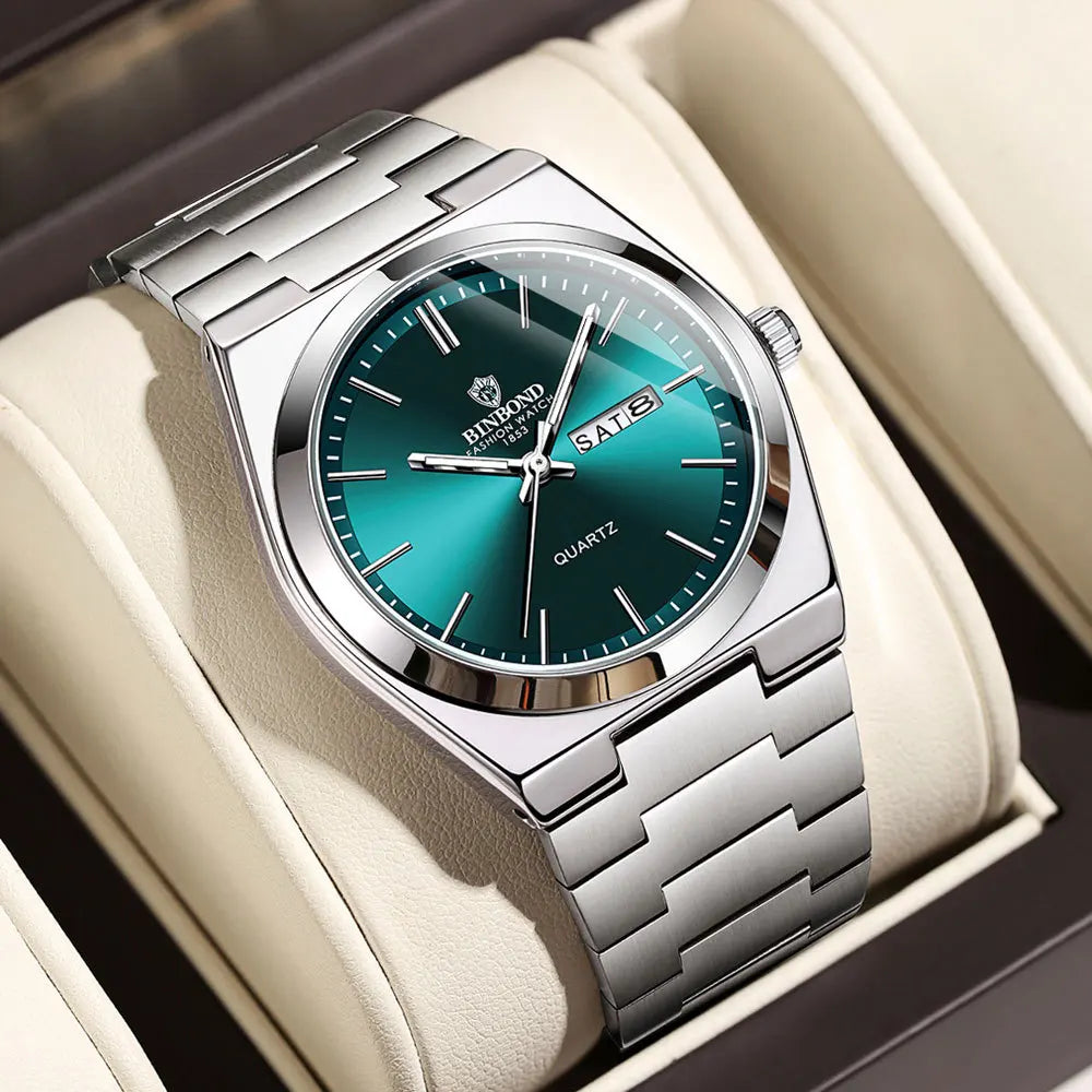 Dual-Date Stainless Quartz Watch