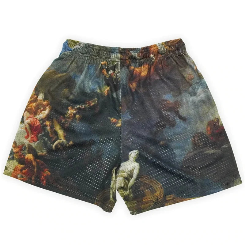 'Rose Design' Embroidery Fitness Shorts