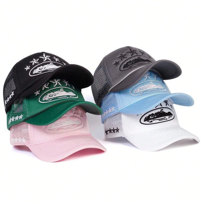 Fashionable Embroidered Mesh Baseball Cap