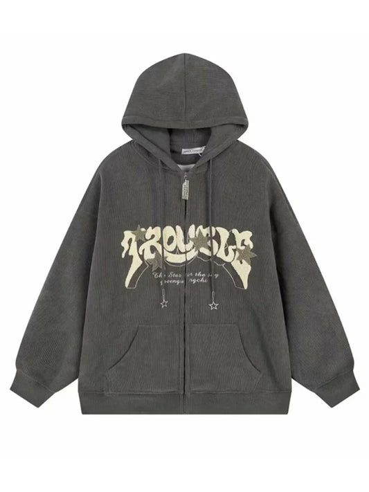 Y2K Corduroy Zip Up Foam Hoodie