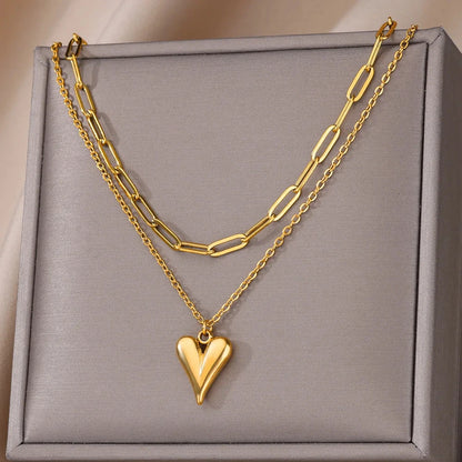 315L Gold Heart Layered Necklace