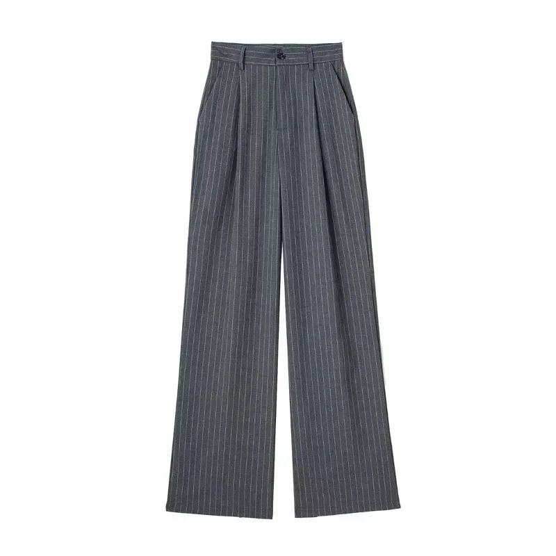 Women's Formal Striped Baggy High-Waist Suit Pants
