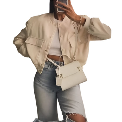 Women's Cropped Aviator Bomber Jacket