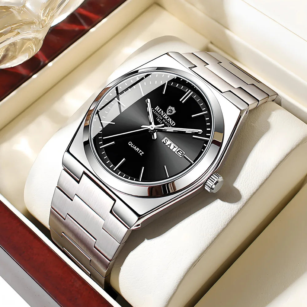 Dual-Date Stainless Quartz Watch