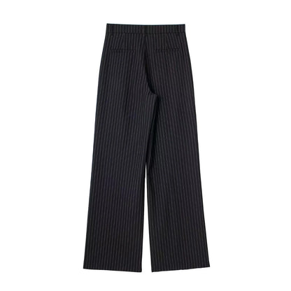 Women's Formal Striped Baggy High-Waist Suit Pants