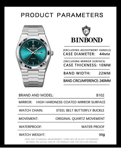 Dual-Date Stainless Quartz Watch