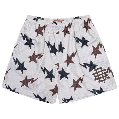 White shorts with star pattern on a white background