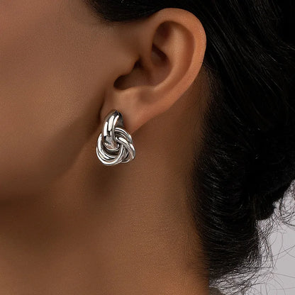Gold Double-Ring Chunky Hoop Earrings