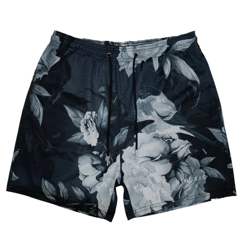 'Rose Design' Embroidery Fitness Shorts