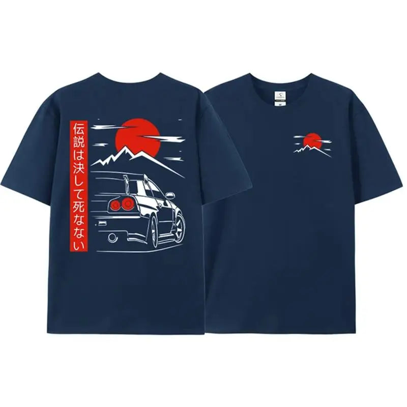 Japanese Style JDM R34 Back-Print Oversized Tee