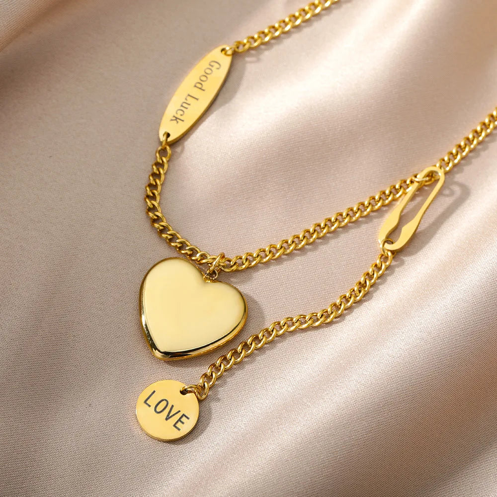 315L Gold Heart Layered Necklace
