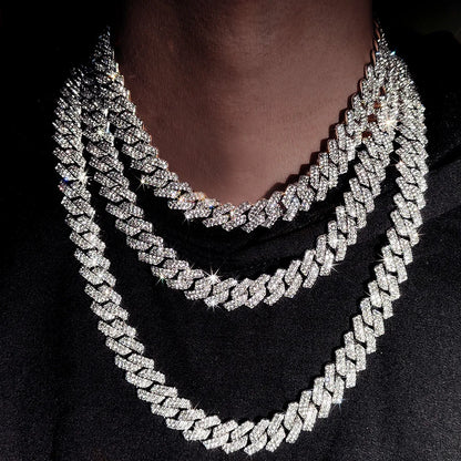2-Row Miami Iced Cubed Link Necklace