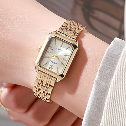 Ladies 2025 Luxe Square Watch - Gold Alloy Strap