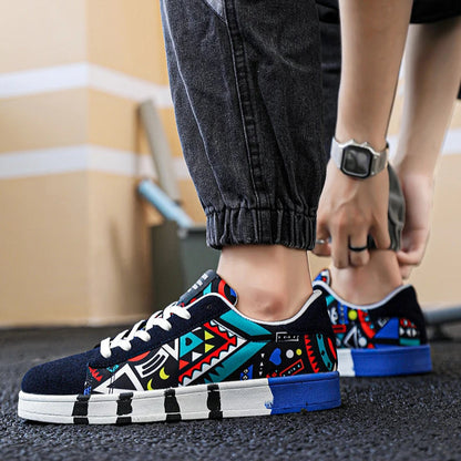 Person wearing colorful sneakers with text about comfort and freedom.