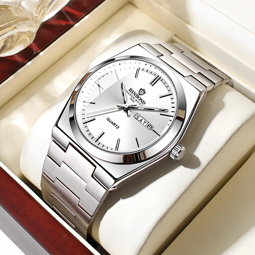 Dual-Date Stainless Quartz Watch
