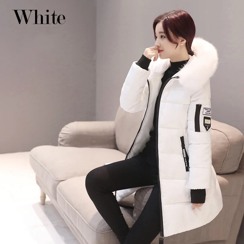 Elegant Women's Fur Collar Winter Parka