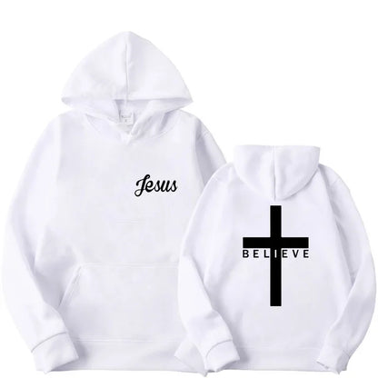 Believe Cross Print Hoodie